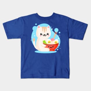 Kawaii Kitty Noodles Kids T-Shirt